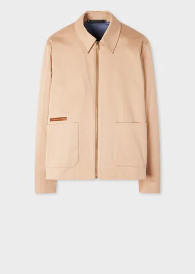 Paul Smith Tan Stretch Cotton-twill Short Zip Jacket Brown