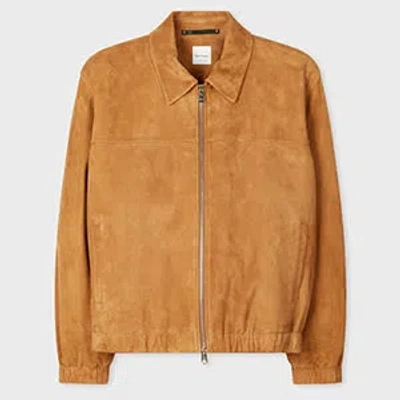 Paul Smith Tan Suede Bomber Jacket Brown