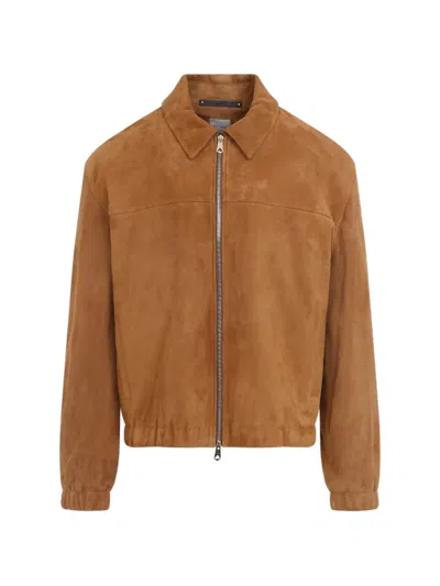 PAUL SMITH TAN SUEDE ZIP-UP JACKET