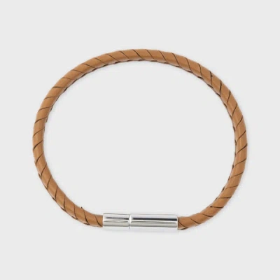 Paul Smith Tan Two-tone Braided Leather Bracelet Brown