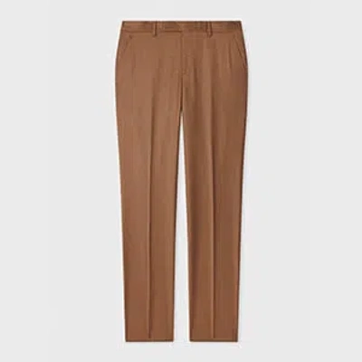 Paul Smith Tapered-fit Cinnamon Overdyed Wool-cashmere Flannel Trousers Brown