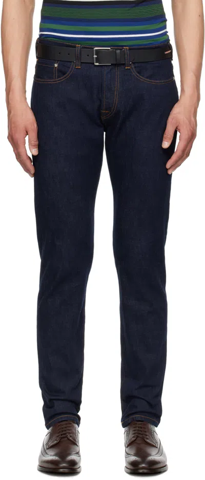 Paul Smith Tapered-fit Crosshatch Stretch Jeans In Black