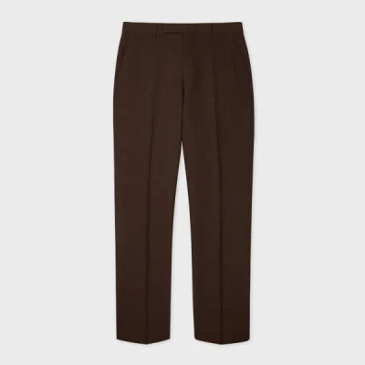 Paul Smith Tapered-fit Dark Brown Linen Trousers In Purple