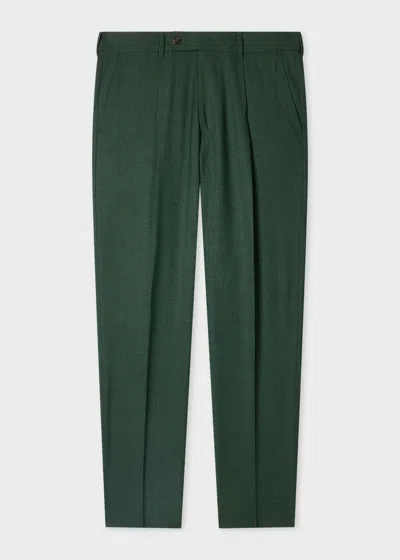 Paul Smith Tapered-fit Dark Green Overdyed Marl Wool Trousers