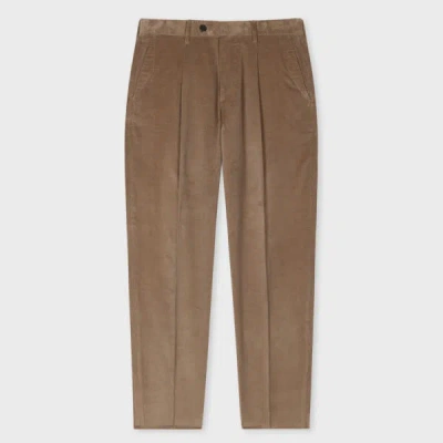 Paul Smith Tapered-fit Fawn Pleated Corduroy Trousers White