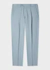 Paul Smith Tapered-fit Light Blue Overdyed Marl Wool Trousers In Blue