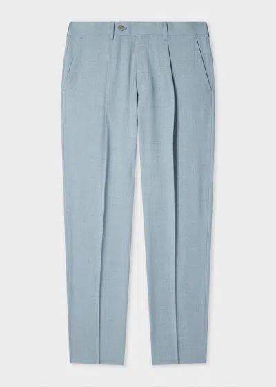 Paul Smith Tapered-fit Light Blue Overdyed Marl Wool Trousers