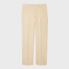 Paul Smith Tapered-fit Light Tan Linen Trousers White In Neutral