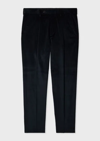 Paul Smith Tapered-fit Navy Cotton And Wool-blend Corduroy Trousers Blue