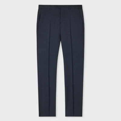 Paul Smith Tapered-fit Navy Windowpane Check Wool Trousers Blue