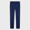 PAUL SMITH TAPERED-FIT ROYAL BLUE OVERDYE MARL STRETCH-WOOL PLEATED TROUSERS