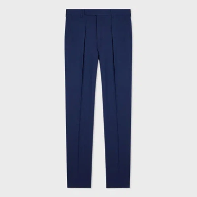 Paul Smith Tapered-fit Royal Blue Overdye Marl Stretch-wool Pleated Trousers