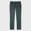 Paul Smith Tapered-fit Teal Green Check Wool Trousers In Green