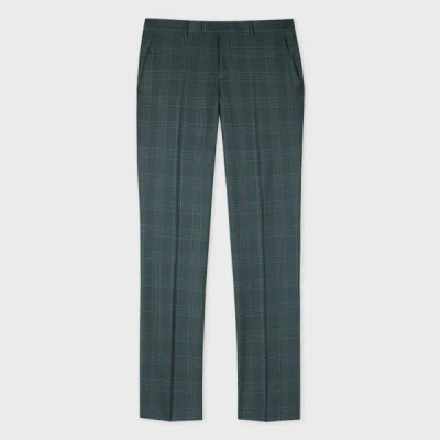 Paul Smith Tapered-fit Teal Green Check Wool Trousers