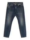 Paul Smith Bleach Wash Tapered Leg Denim Jeans In Medium Wash