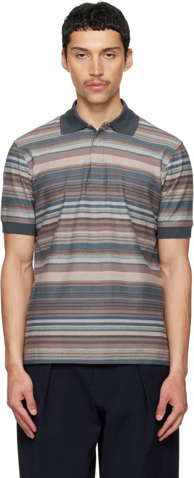 Paul Smith Taupe & Gray Textured Stripe Polo