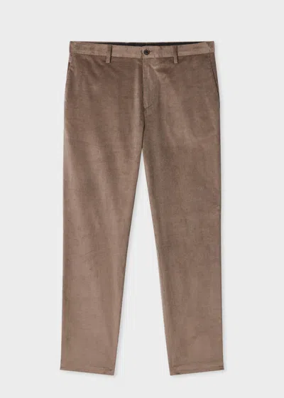 Paul Smith Taupe Cotton And Wool-blend Corduroy Trousers White In Brown