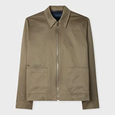 Paul Smith Taupe Stretch-cotton Zip Jacket Grey In Green
