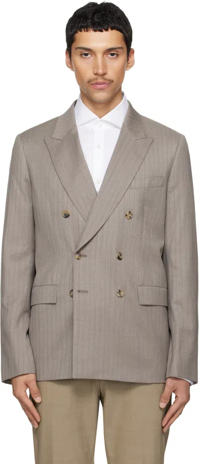 Paul Smith Taupe Striped Blazer In Neutral