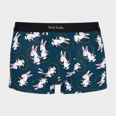 Paul Smith Teal Blue 'skipping Bunnies' Boxer Briefs