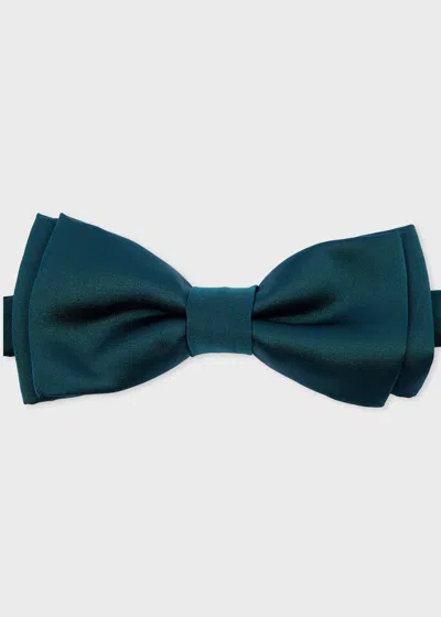 Paul Smith Teal Pre-tied Satin Bow Tie Blue