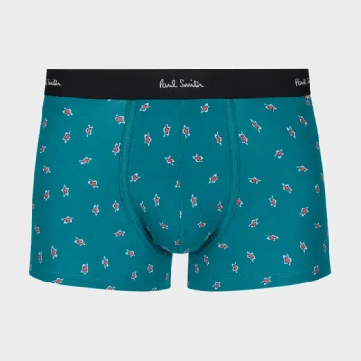 Paul Smith Teal 'star' Print Boxer Briefs Green In Blue