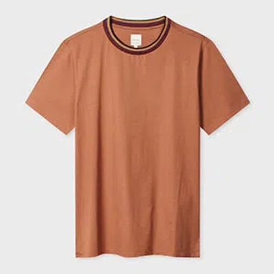 Paul Smith Striped-collar T-shirt In Brown