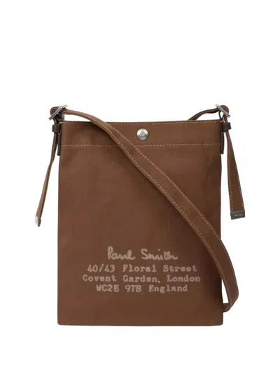 Paul Smith Text-print Messenger Bag In Black