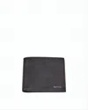 Paul Smith Textured Calf Leather Bifold Wallet With Multicolor Stripes In Black