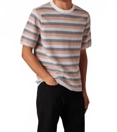 Paul Smith Textured Stripe Knitted T-shirt In Blue And Orange Multi