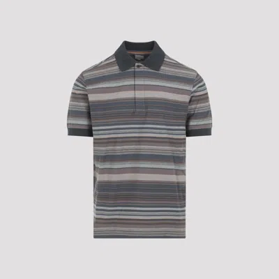 Paul Smith Textured Stripe Shirt Polo Collar In Multi