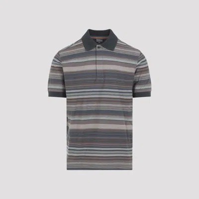 Paul Smith Textured Stripe Polo Shirt For Men In Gray