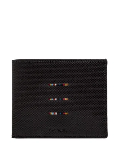Paul Smith Textured Stripe Wallet In Black
