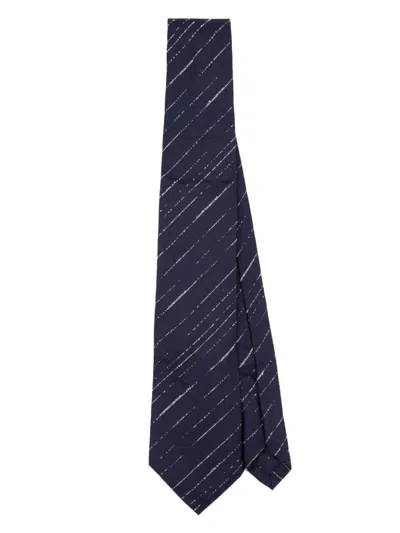 Paul Smith Navy Blue Textured-stripe Silk Tie