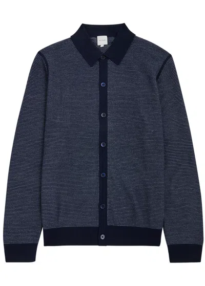 Paul Smith Textured Wool Cardigan In Navy