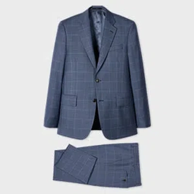 Paul Smith London Camberwell Tailored Fit Blue Windowpane Check Wool Suit