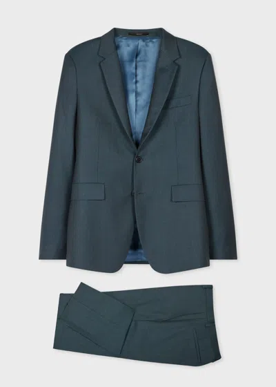 Paul Smith The Kensington - Slim-fit Dark Petrol Sharkskin Wool Suit Blue