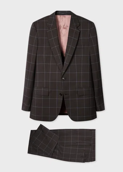 Paul Smith The Mayfair - Charcoal Windowpane Check Wool-cashmere Suit Brown