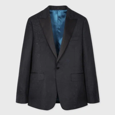 Paul Smith The Soho - Tailored-fit Floral Jacquard Wool-linen Evening Blazer Black