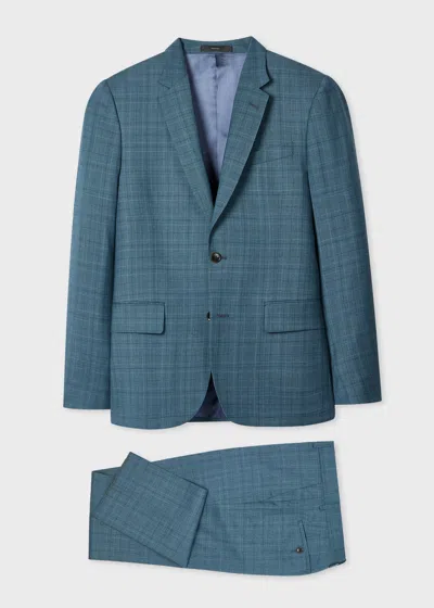 Paul Smith The Soho - Tailored-fit Teal Check Wool Suit Green In Blue