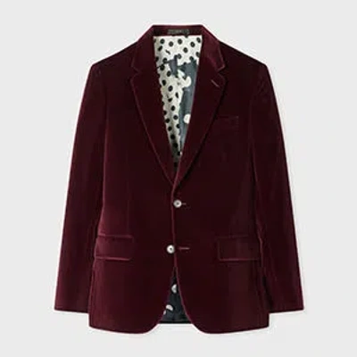 Paul Smith The Soho - Tailored-fit Burgundy Velvet Blazer In Multi