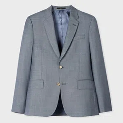 Paul Smith The Soho - Tailored-fit Light Blue Sharkskin Wool Suit In Gray