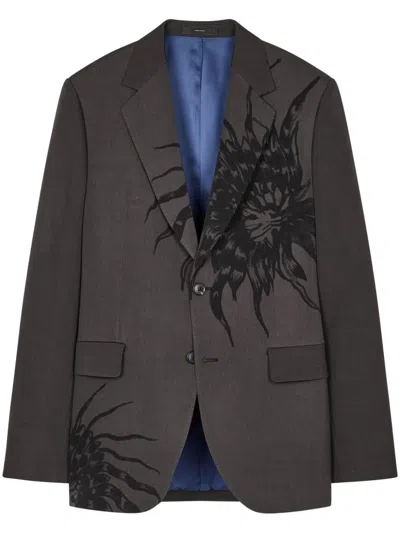 Paul Smith Charcoal 'thistleberry' Print Wool Blazer Grey