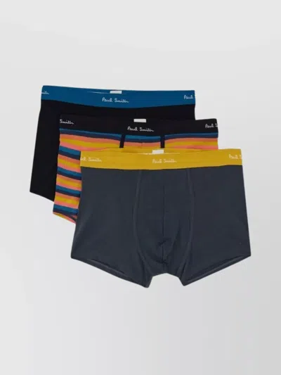 Paul Smith Three Boxers Pack Elastic Waistband In Blue