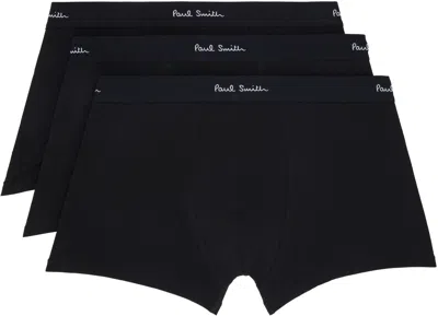 Paul Smith Three-pack Black Organic Cotton Boxer Briefs In 79 Black