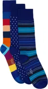 PAUL SMITH THREE-PACK MULTICOLOR COTTON SOCKS