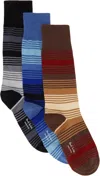 Paul Smith Three-pack Multicolor Isodore Socks In 1a Multicolour