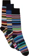 Paul Smith Three-pack Multicolor Mix Stripe Socks In 1a Multicolour