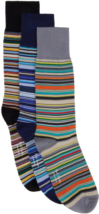 Paul Smith Three-pack Multicolor Socks In 1a Multicolour