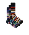Paul Smith Mix Stripe Socks Three Pack Multicolour In Black